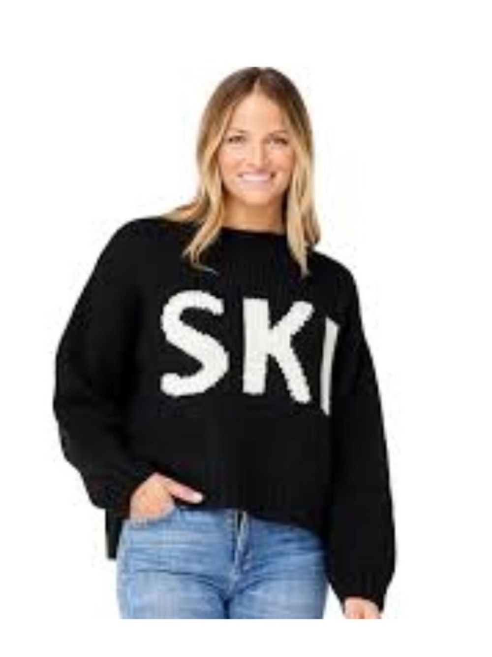 Krimson Klover Black Ski Baby Sweater Alpaca Boxy Fit Size Large NWT Apres Ski